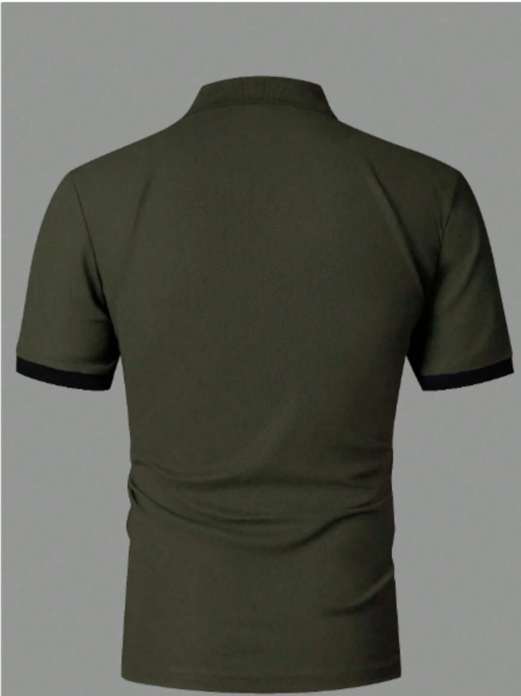 TAZO Men Striped Polo Neck Cotton Blend Green T-Shirt - Image 2